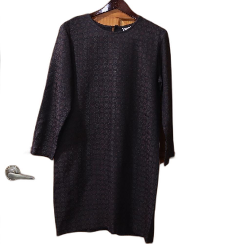 Su-Zen Vintage Deep Printed Long Sleeve Midi Dress Medium Boutique Collectible